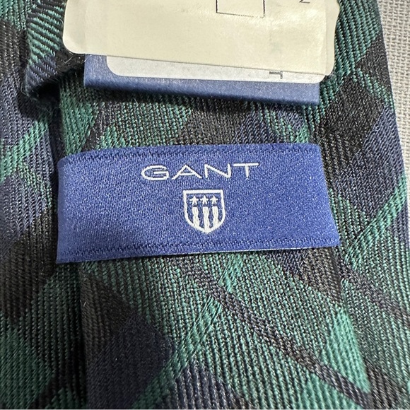 NWT Gant necktie, Blackwatch pattern in wool/silk, pine green colorway, plaid - Picture 6 of 8